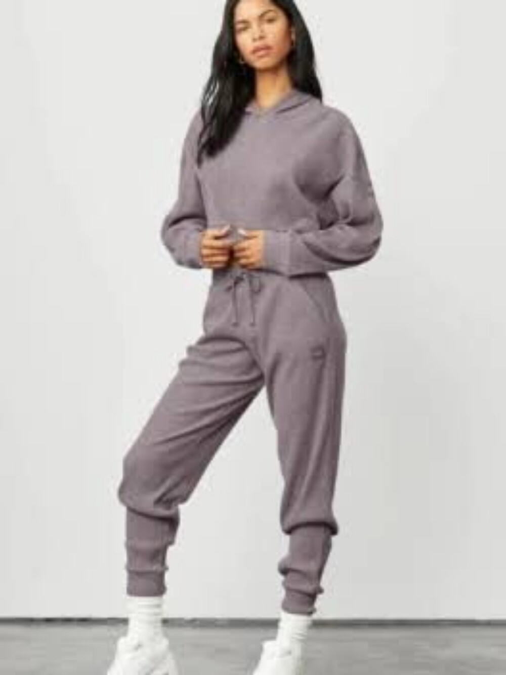 Alo Yoga Muse Ribbed Purple Dusk Heather Set Jogger and Hoodie both sz MEDIUM